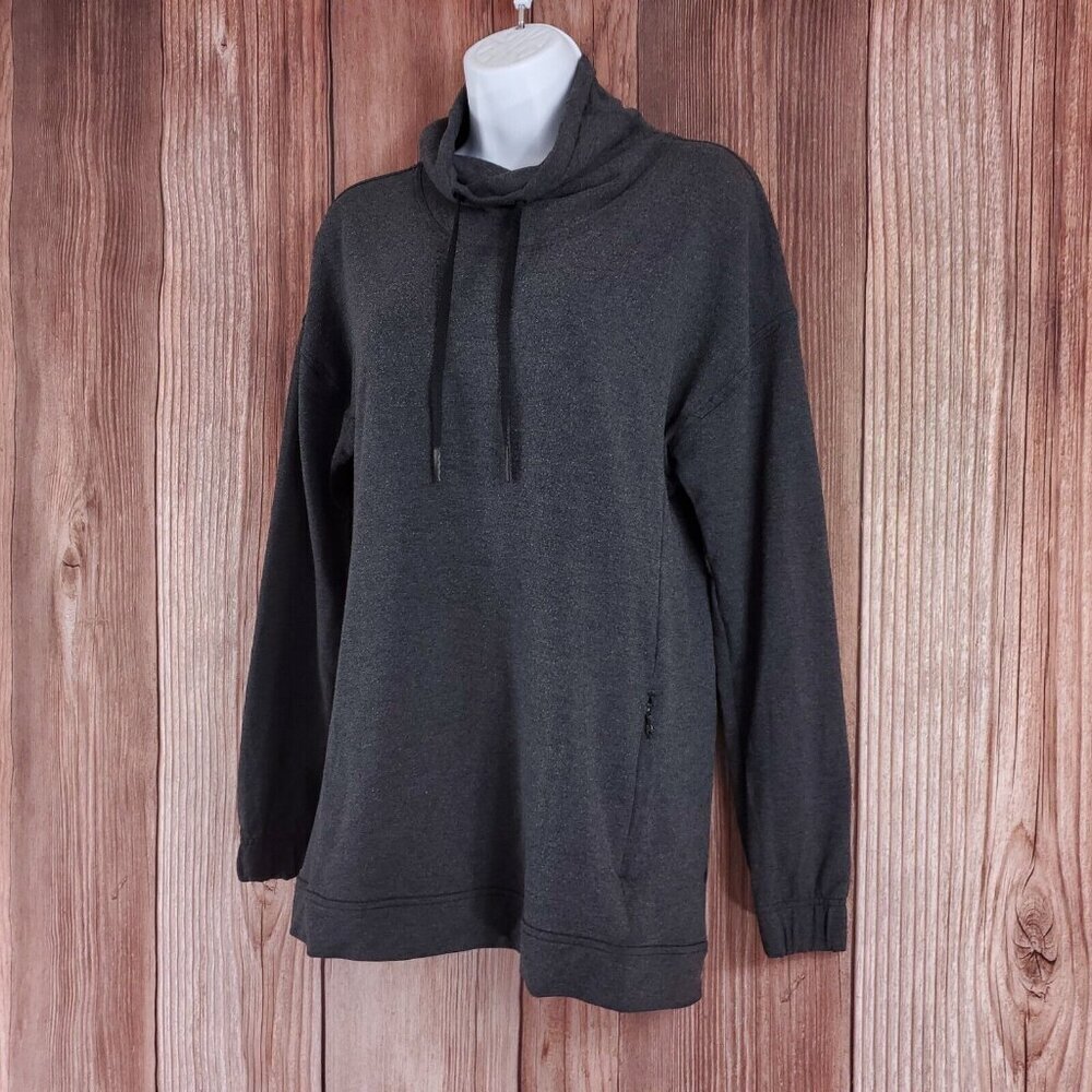 Lululemon Womens Size 6 Twisted & Tucked Long Sleeve Heathered Mod Black W3BAOS - Picture 3 of 16